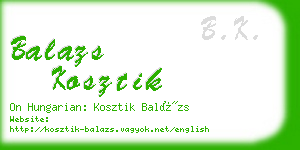 balazs kosztik business card